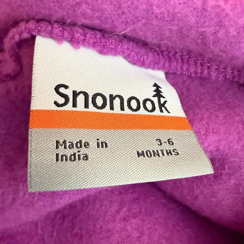 NWT Snonook Fleece Baby Fleece Hooded Ears Fold-Over Mitten Purple Bodysuit 3-6M